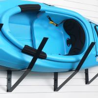 Heavy-duty 15" angle bracket mounted on slatwall for kayak storage.