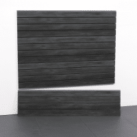 Presenting the durability and versatility of Milwaukee Slatwall’s 4ft Blackwood Laminated PVC, ideal for compact yet effective garage storage enhancements.