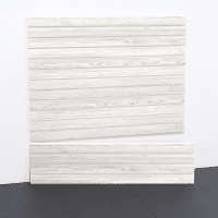 Discover the compact elegance of the 4ft Laminated PVC Slatwall in Whitewood by Milwaukee Slatwall, designed for superior durability and sleek aesthetics in smaller garage spaces.
