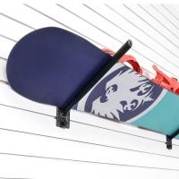 12″ Angled Hook Bracket displaying a snowboard on garage slatwall.