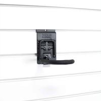 J-Hook for secure vertical bike hanging on slatwall