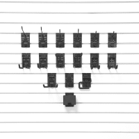 Streamline your garage space with Milwaukee Slatwall's Medium Hook Bundle, featuring 16 durable hooks that cater to a myriad of storage requirements, ensuring your tools and accessories are organized and accessible.