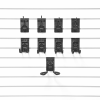 Transform your garage with the Small Hook Bundle from Milwaukee Slatwall: A carefully selected set of 9 hooks, designed for seamless organization and easy adjustment on your slatwall system.
