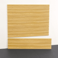 Close-up view of the 4ft Laminated PVC Slatwall in Aspen Maple finish by Milwaukee Slatwall, highlighting the waterproof and durable properties.