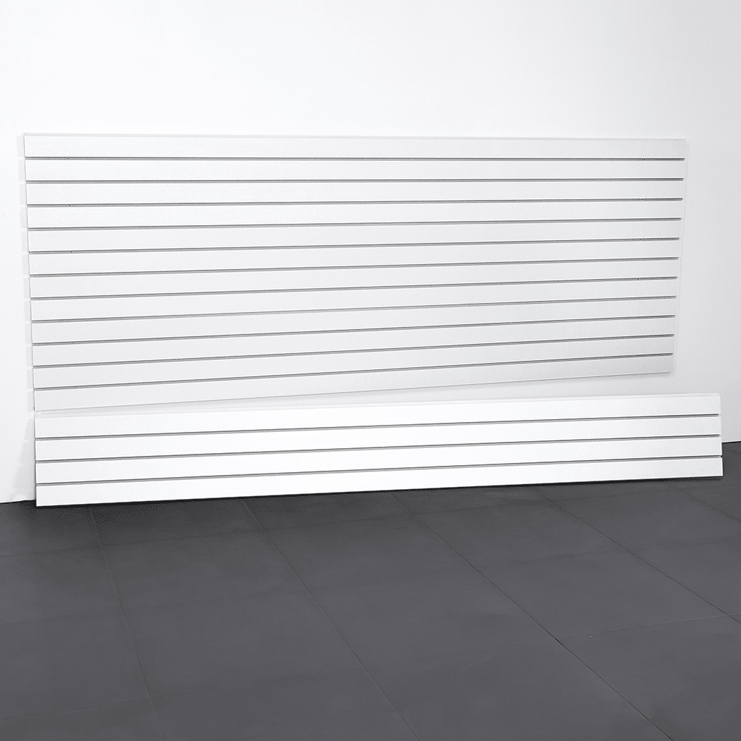 Upgrade your garage with the sleek and durable Textured White Laminated PVC Slatwall from Milwaukee Slatwall.
