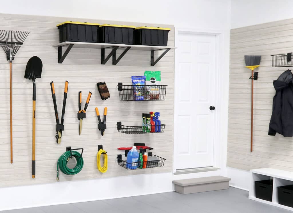 Comprehensive Garage Storage Solution Featuring MKE Slatwall System