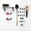 Large lawn and garden tool bundle with slat wall hooks and shelves