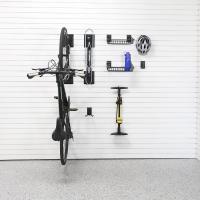 Two road bikes stored on Steadyrack Classic Bike Racks in a garage
